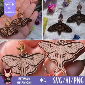 Lepidoptera SVG Bundle, laserfertige Dateien für Glowforge und andere Laser, Motte SVG, Schmetterling SVG, Witchy svg Bundle Laser Designs, Motte png