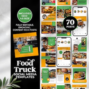 Szablon mediów społecznościowych dla food trucków, szablon na Instagrama, gotowe treści dla Ciebie, edytowalne, łatwe, angażujące posty Canva, właściciel firmy, jasny, odważny