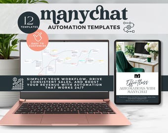 Manychat Automation Templates, Chatbot Flows, Customizable Marketing Lead Generation, Business Tools, Instagram, Email List Generation, Easy