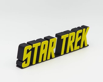 3D Printed Sci-Fi Logo Sign: Retro Yellow Freestanding Prop
