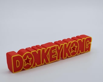 3D Printed Donkey Kong Logo - Vibrant Retro Gaming Decor