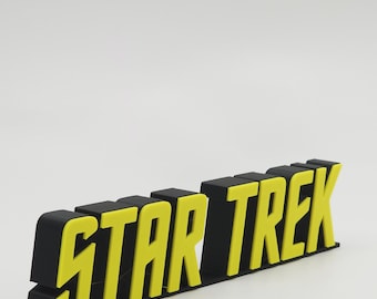 3D Printed Sci-Fi Logo Sign: Retro Yellow Freestanding Prop