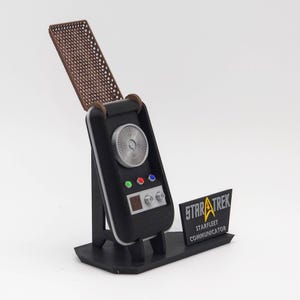 TOS Flip Communicator Prop Replica | 3D Printed Starfleet Comms Prop with Stand | Trekkie Cosplay Collectible | Fan Made Geek Gift