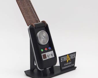 Réplica del comunicador Flip de la Serie Original / Accesorio de comunicaciones de la Flota Estelar impreso en 3D con soporte / Artículo de colección para cosplay de Trekkie / Regalo para geeks hecho por fans