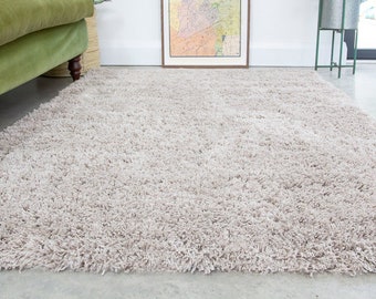 Natural Beige Super Soft Shaggy Rug Warm Living Area Bedroom Mat Hallway Runner Rug