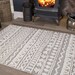 Grey Cream Aztec Boucle Shaggy Area Rug Large Living Room Bedroom ...