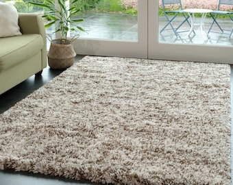 Natural Brown Mottled Shaggy Area Rug Soft Deep Pile Cream Beige Living Room Bedroom Mat Long Hallway Runner Rugs