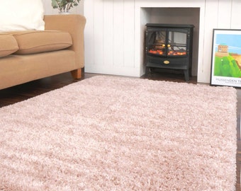 Blush Pink Super Soft Shaggy Rug Warm Living Area Bedroom Mat Hallway Runner Rug