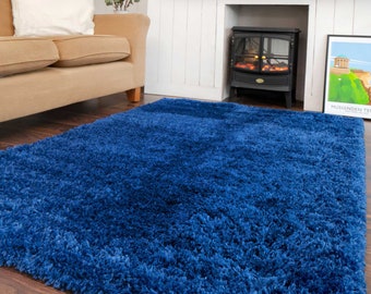Bleu Marine Super Soft Shaggy Rug Warm Living Area Bedroom Mat Couloir Runner Rug