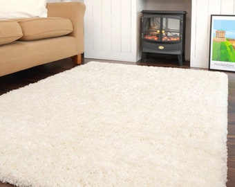 Cream Super Soft Shaggy Rug Warm Living Area Bedroom Mat Hallway Runner Rug