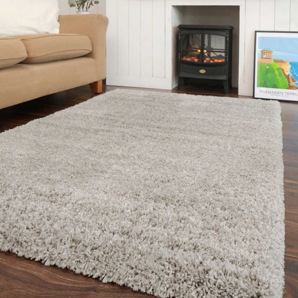 Alfombra peluda súper suave de color gris plateado, alfombra de pelo profundo para sala de estar, dormitorio, pasillo, mesita de noche