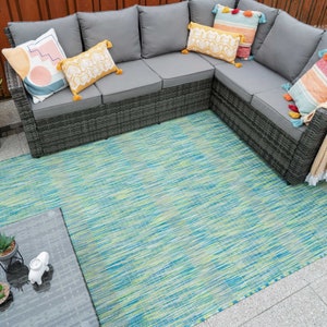 Sea Green Outdoor Rug Large Weatherproof Stain Resistant Indoor Outdoor Rugs Garden Patio Area Mat