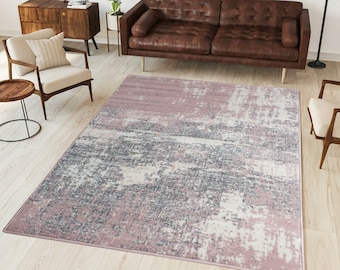 Blush Pink Grey Distressed Abstract Area Rug Soft Value Bedroom Living Room Mat Long Hallway Runner Rugs