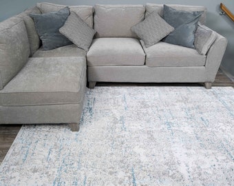 Blau Grau Distressed Abstrakter Bereich Teppich Blau Tweed Wohnzimmer Schlafzimmer Strukturierte Matte Flur Teppich Läufer