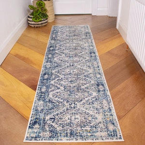 Alfombra Oriental tradicional ocre azul marino, alfombra desgastada para sala de estar, cocina, comedor, alfombras geométricas suaves para dormitorio imagen 5