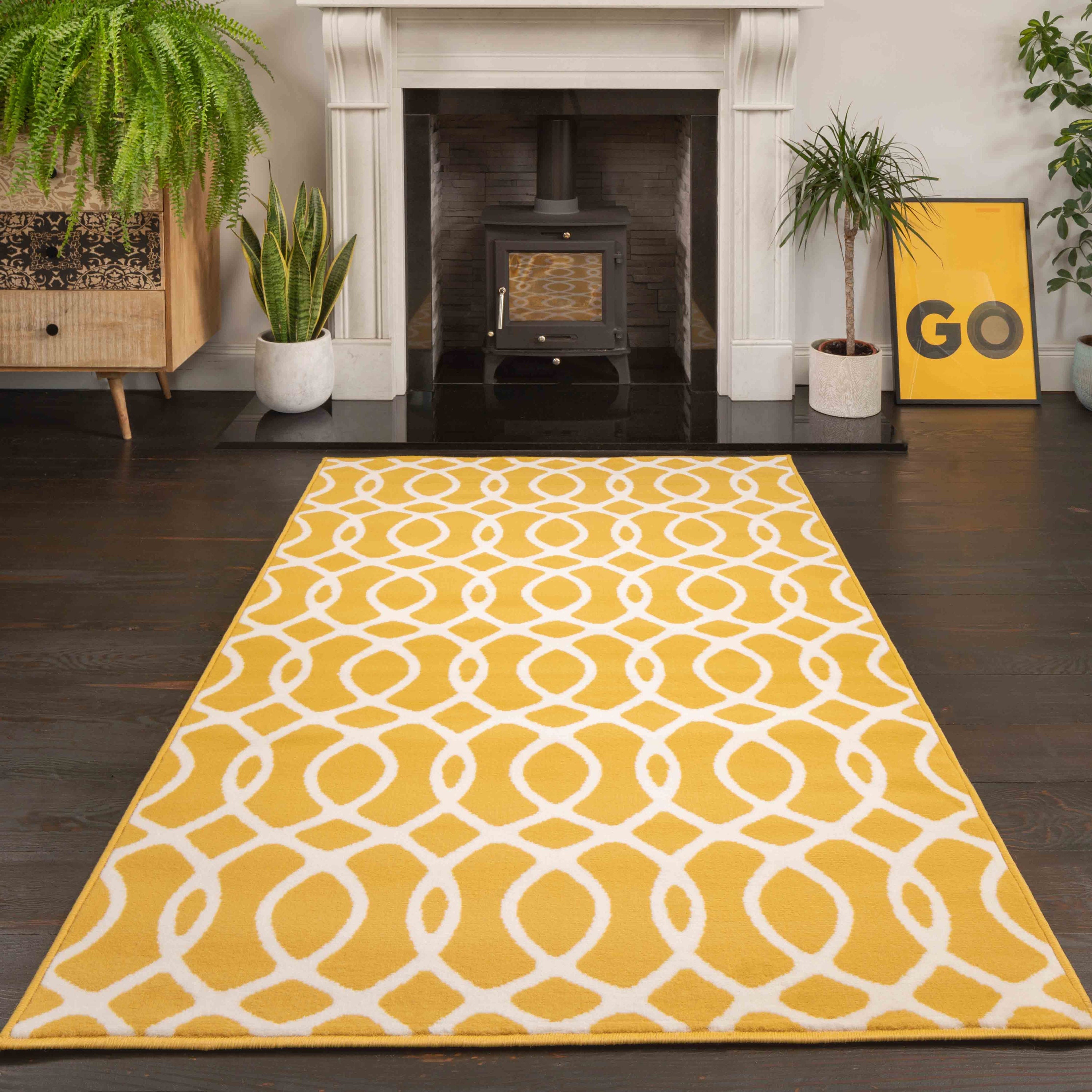 New Small Extra Large Yellow Ochre Washable Non-Slip Long Hall Kitchen Rugs  Mat