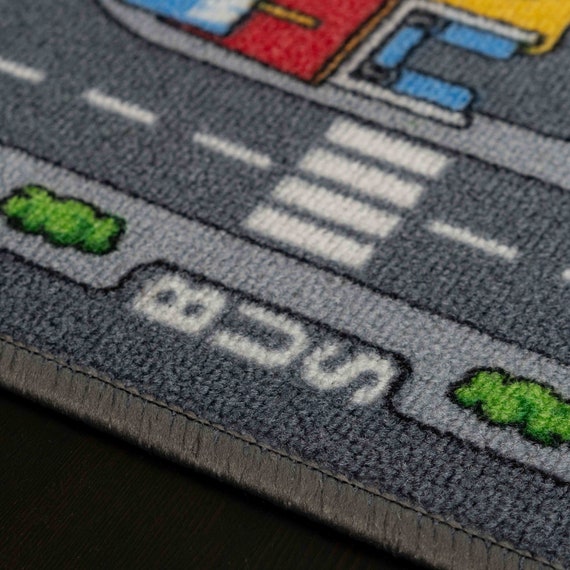 Children's Kids Rugs Town Road Map City Cars Toy Rug Play Village Mat 80 x  120cm