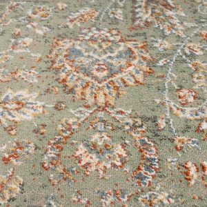 Soft Green Cream Traditional Distressed Living Area Rug Floral ...