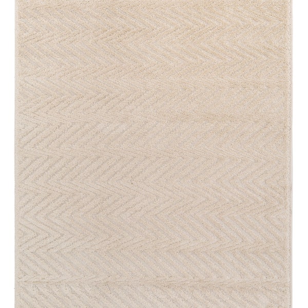 Chevrons sophistiqués beige crème, style scandinave ultra doux et design bohème | Tapis de salon au coin de la cheminée Livraison gratuite Facile d'entretien, sensation texturée