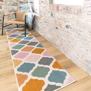 Fun Pastel Multicolour Trellis Rug 3D Carved Super Soft Kids Bedroom ...