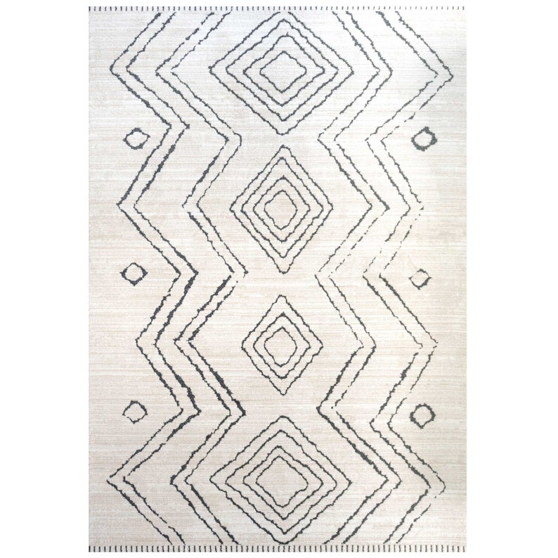 Alfombra bereber marroquí suave y acogedora, alfombra grande para sala de estar, alfombra larga para pasillo, alfombras geométricas aztecas negras y Beige imagen 9
