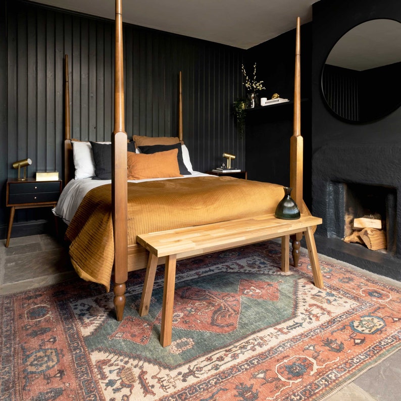 Sage Terracotta Traditional Rug Non Slip Machine Washable Bedroom