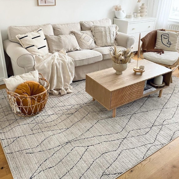 Beige Moroccan Berber Area Rug Greige Trellis Living Room Mat Cosy Soft  Abstract Bedroom Runner Rug 