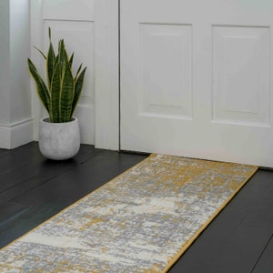 Ochre Yellow Grey Distressed Abstract Area Rug Soft Value Bedroom Living Room Mats Long Hallway Runner Rugs zdjęcie 5