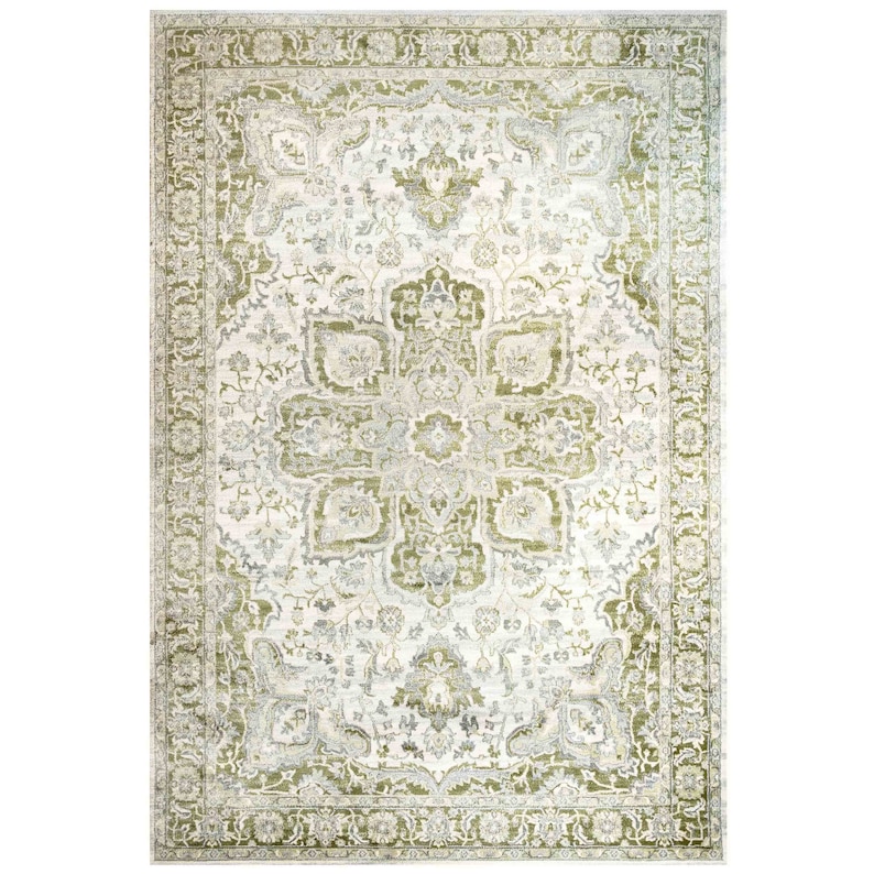 Grün Creme Orientalischer Wohnzimmer Teppich Groß Floral Traditioneller Medaillon Borte Schlafzimmer Wohnbereich Teppich Langer Flur Eingang Läufer Bild 9