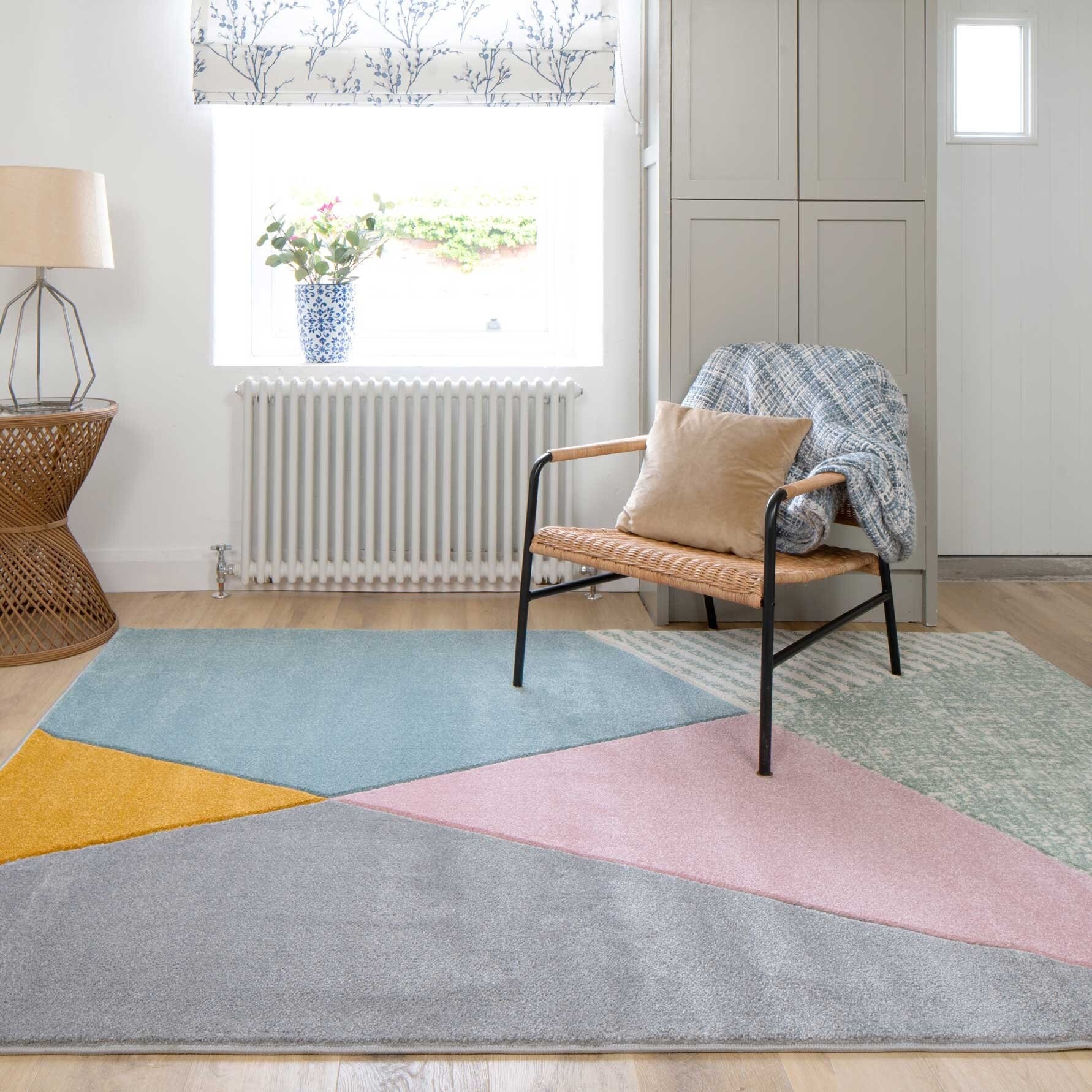 Teal Pink Multicolour Distressed Boho Living Room Rug Washable Non Slip  Colourful Living Area Carpet 