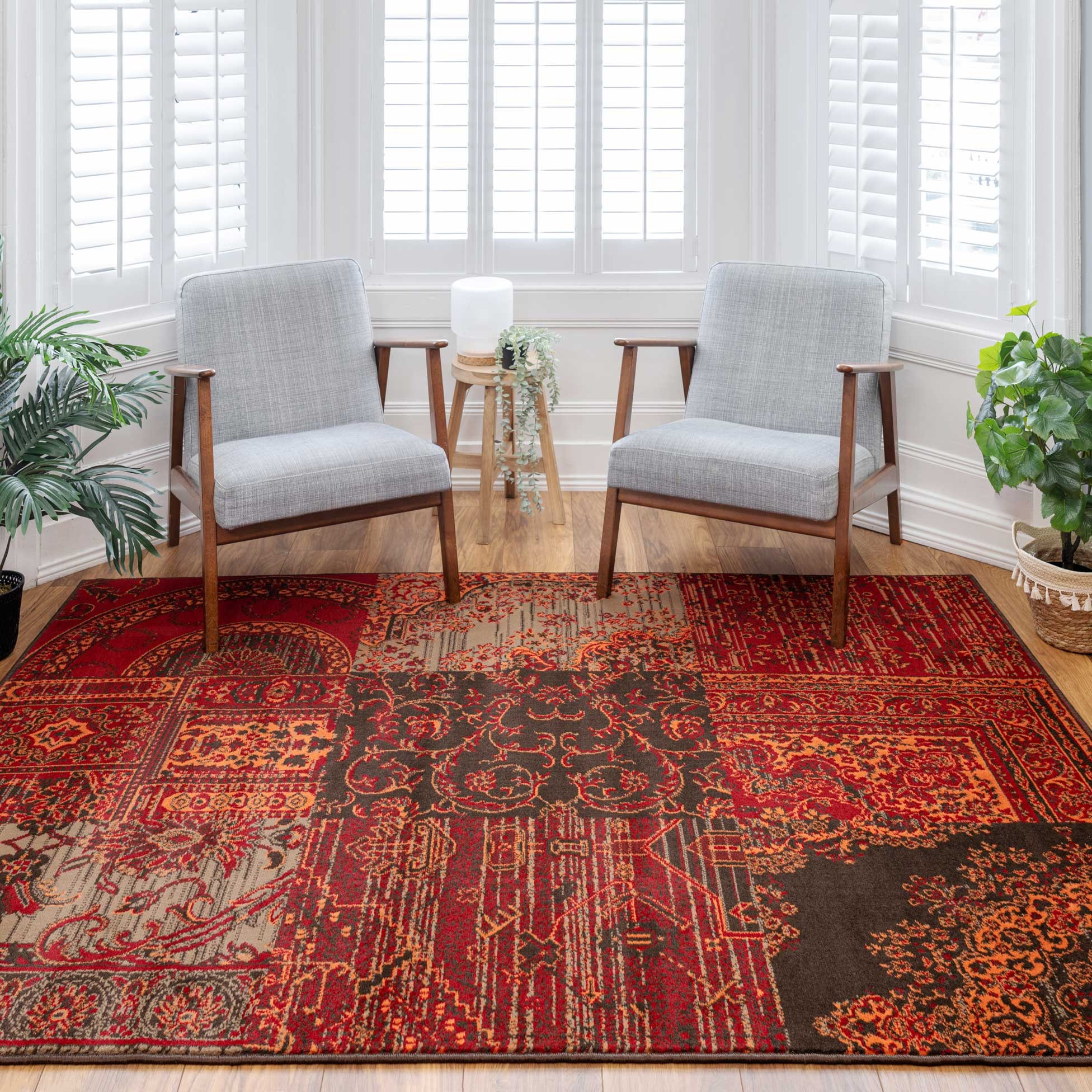 Warm Red Brown Patchwork Rug Soft Value Floral Living Room Bedroom Area Rugs  Hallway Runner - Etsy