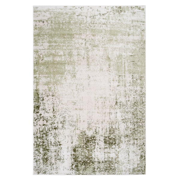 Green Cream Distressed Abstract Living Room Rug Mottled Bedroom Living Area Carpet Long Hallway Entrance Runner