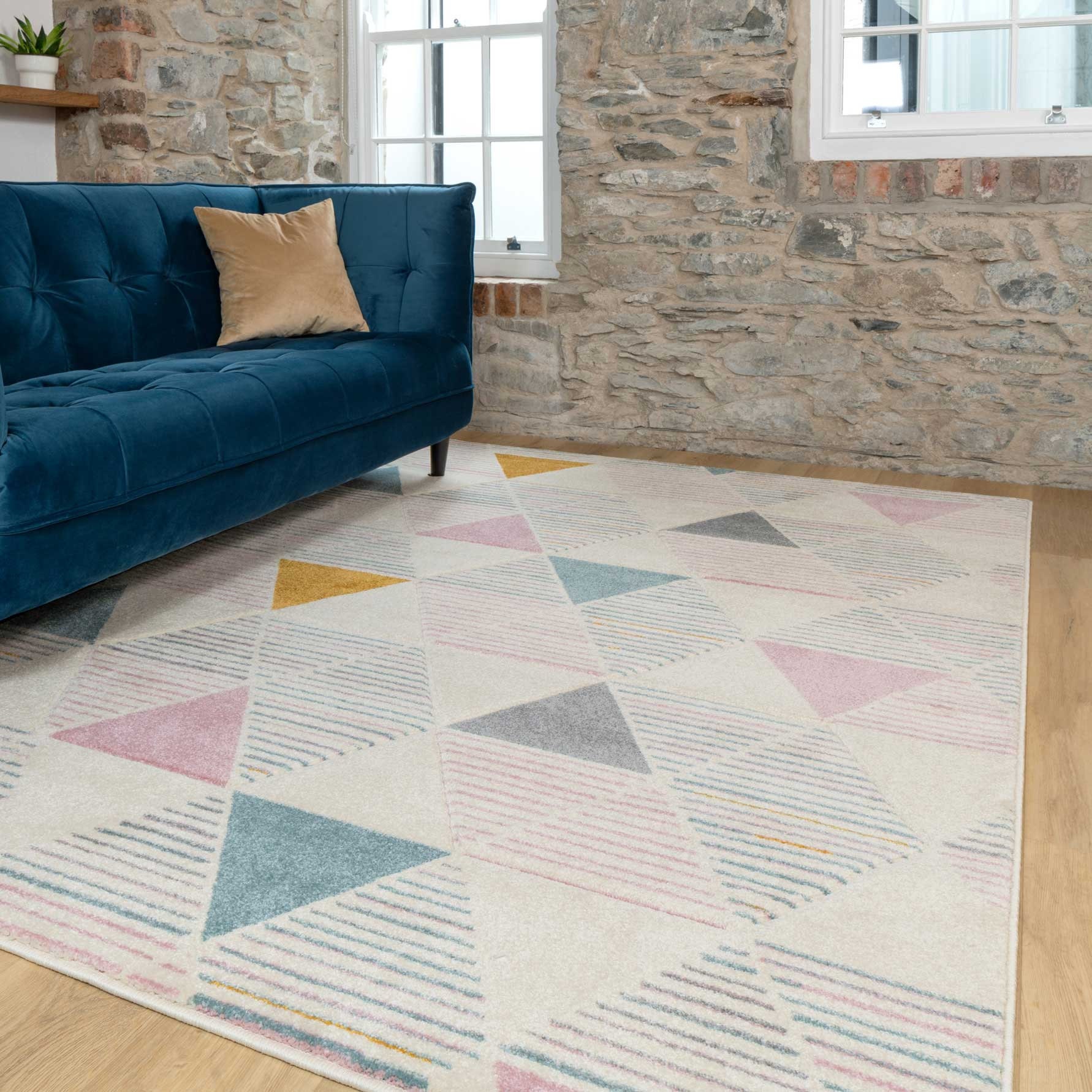 Cream Multicolour Geometric Living Area Rug Large Striped Etsy UK