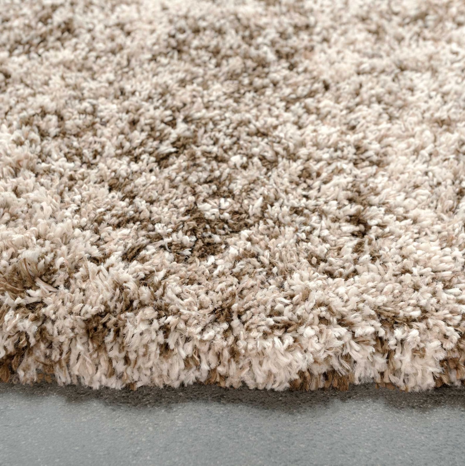 Muttled Rug Natural Brown Mottled Shaggy Area Rug Soft Deep Pile Cream Beige Living ...