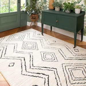 Alfombra bereber marroquí suave y acogedora, alfombra grande para sala de estar, alfombra larga para pasillo, alfombras geométricas aztecas negras y Beige imagen 1