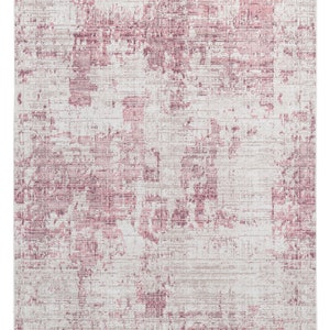 Pink and White Distressed Abstract Modern Design | Bedroom Carpet Fireside Mat Living Area Rug Office Decor | Free Delivery and Washable