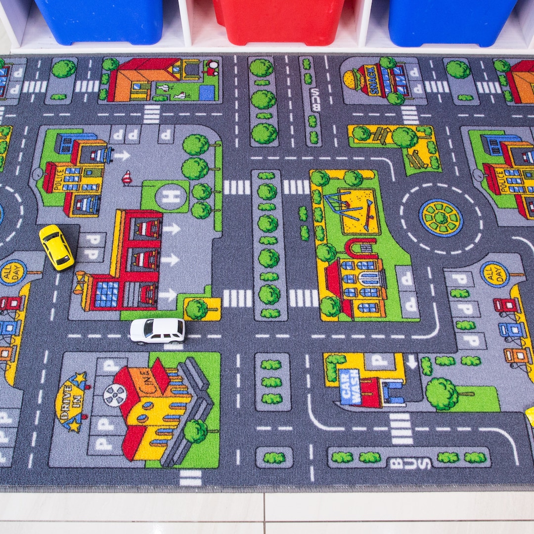 Kids Roads Play Mat Interactive Play Time Mat Girls Boys Bedroom Nursery Classroom Rug 80x150cm
