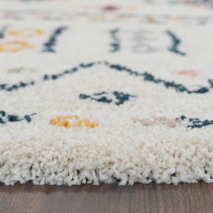 Super suave crema colorida Tribal bereber alfombra peluda multicolor marroquí azteca sala de estar alfombra peluda corredor de pasillo alfombras imagen 5