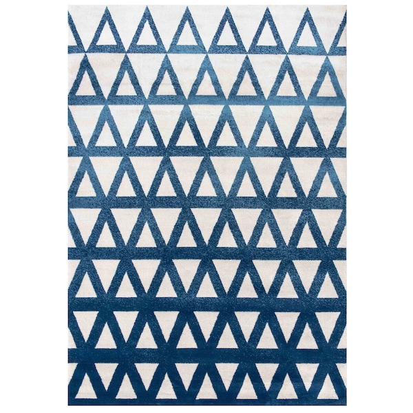 Tapis losanges bleus doux, grand tapis de salon géométrique blanc bleu marine, long tapis de couloir