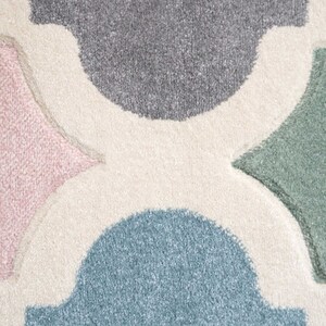 Fun Pastel Multicolour Trellis Rug 3D Carved Super Soft Kids Bedroom ...