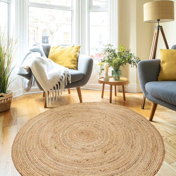 Round Natural Braided Jute Mat Round Circle Living Room Bedroom