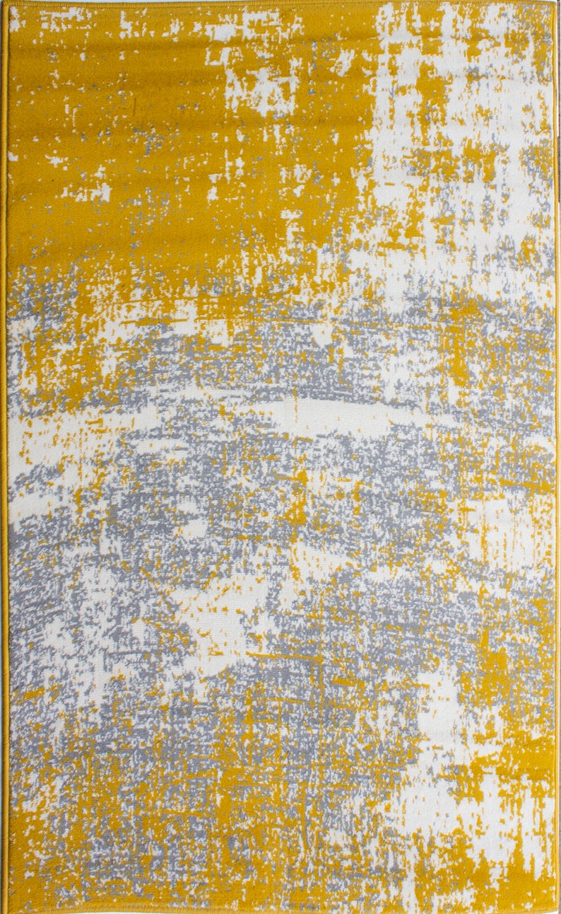 Ochre Yellow Grey Distressed Abstract Area Rug Soft Value Bedroom Living Room Mats Long Hallway Runner Rugs zdjęcie 6