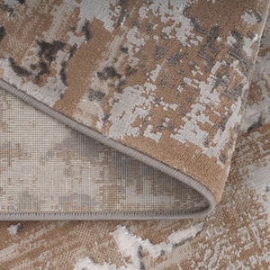 Beige Gold Distressed Abstract Living Area Rug Neutral Greige Metallic ...
