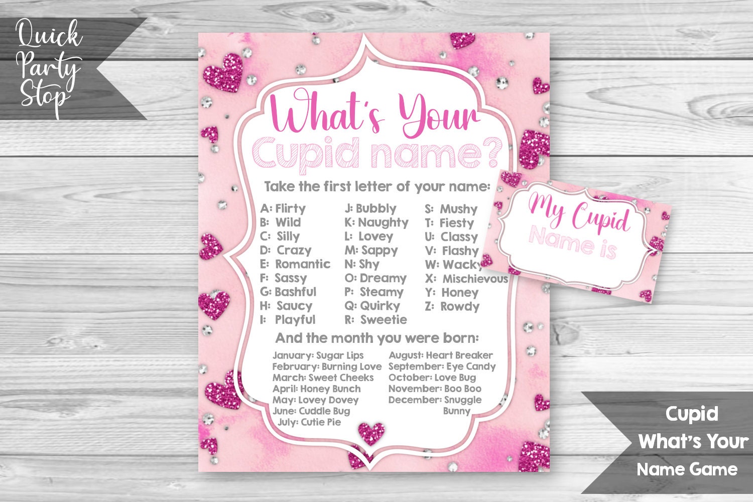 Cupid Name Game, What's Your Cupid Name, Valentine's Party Game, Printable Sheet, What's Your Name Game, Valentine's Day, INSTANT DOWNLOAD