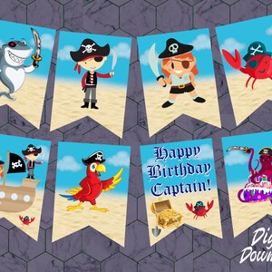 Pirate Birthday Party Banner! Digital Download! Printable summer bday decoration!