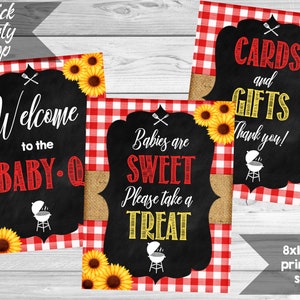 6 Baby Q-borden, BBQ Babyshower decoraties, Welkom bij de Baby Q, Bbq Bar, Barbecue borden, INSTANT DOWNLOAD