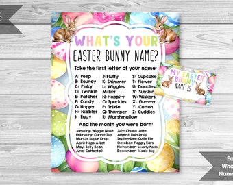 Easter Bunny Name Game, What&#39;s Your Easter Name, Easter Game, Printable Sheet, What&#39;s Your Name Game, Easter Day, INSTANT DOWNLOAD