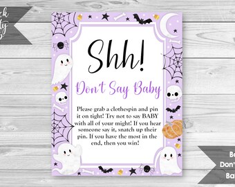Little Boo Don't Say Baby Game, Halloween Baby Shower Game Sign, Don't Say Baby Game, Ghost Decor, Halloween Game Sign, INSTANT DOWNLOAD