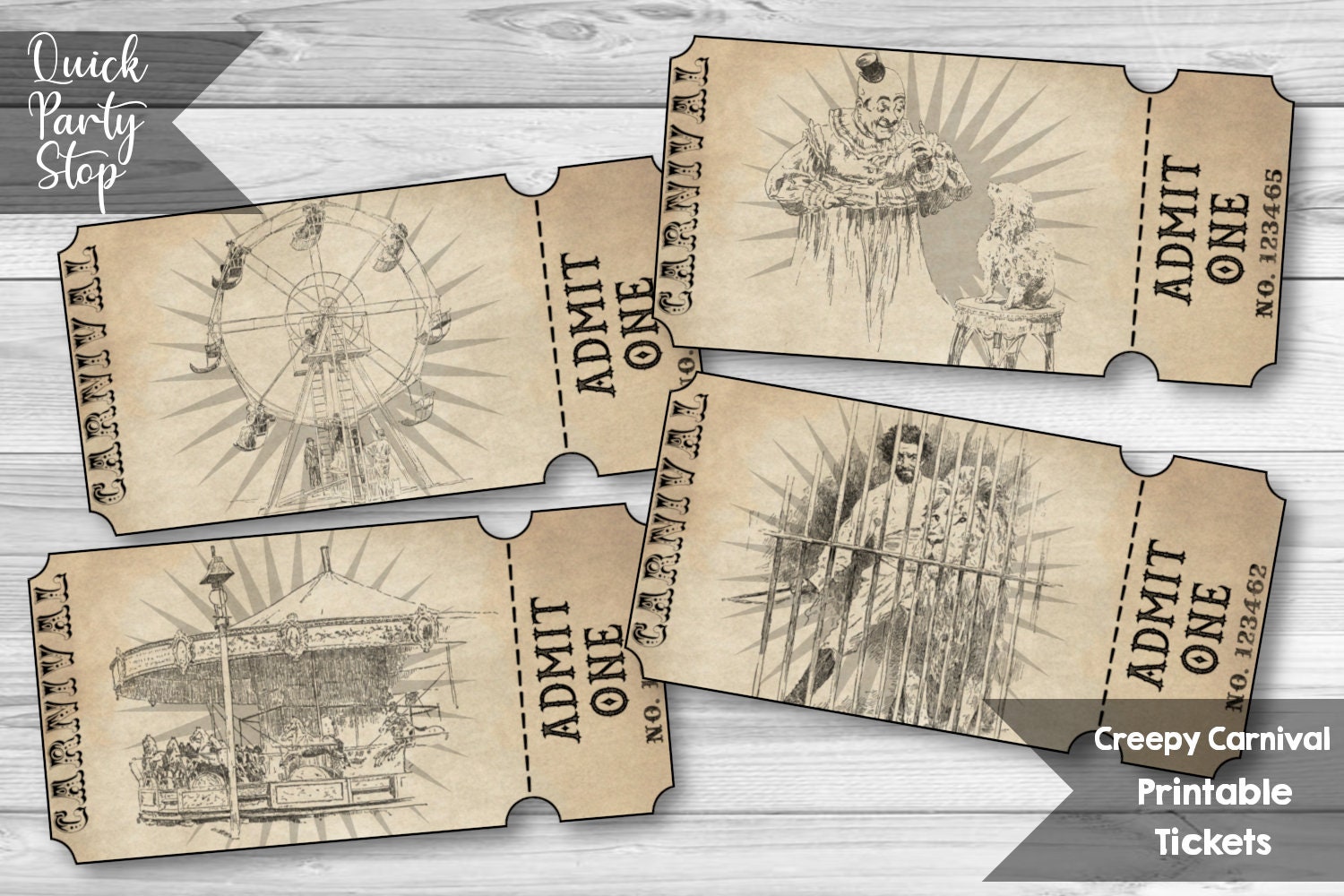 Creepy Carnival Ticket Printables, Vintage Circus Ticket Stubs ...