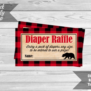 Lumberjack Diaper Raffle Sign and Tickets, Lumberjack Baby Shower ...